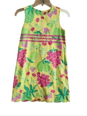 Vintage Lilly Pulitzer Fruit-Print A-Line Shift Dress Scalloped Hem
